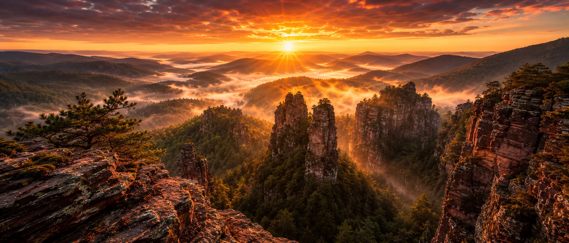 Dahner Felsenland im Morgenlicht